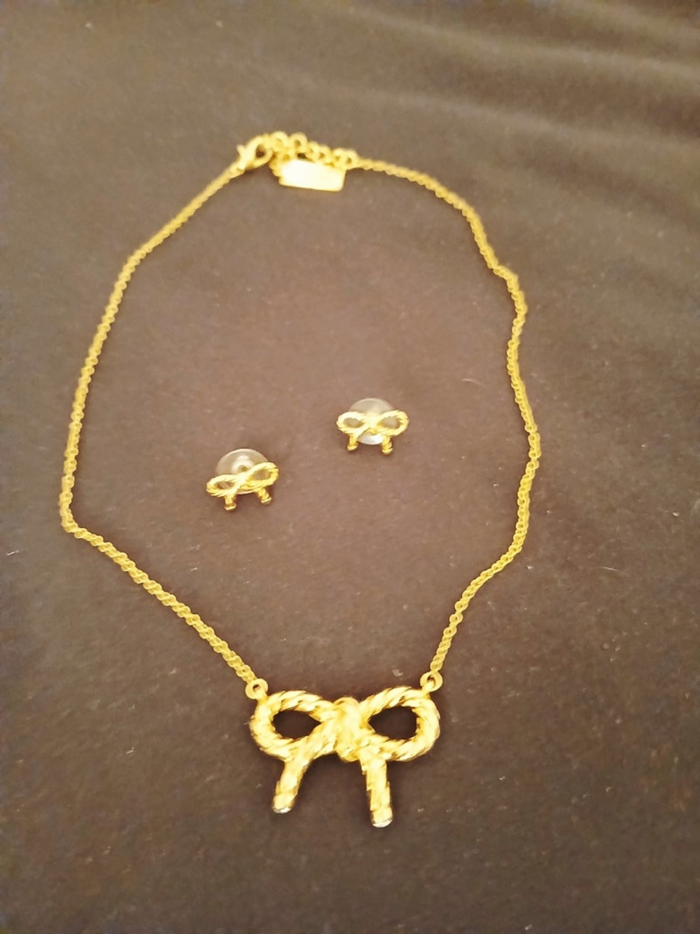 Brighton’s My Flat in London Gold Bow Necklace with Matching Studs